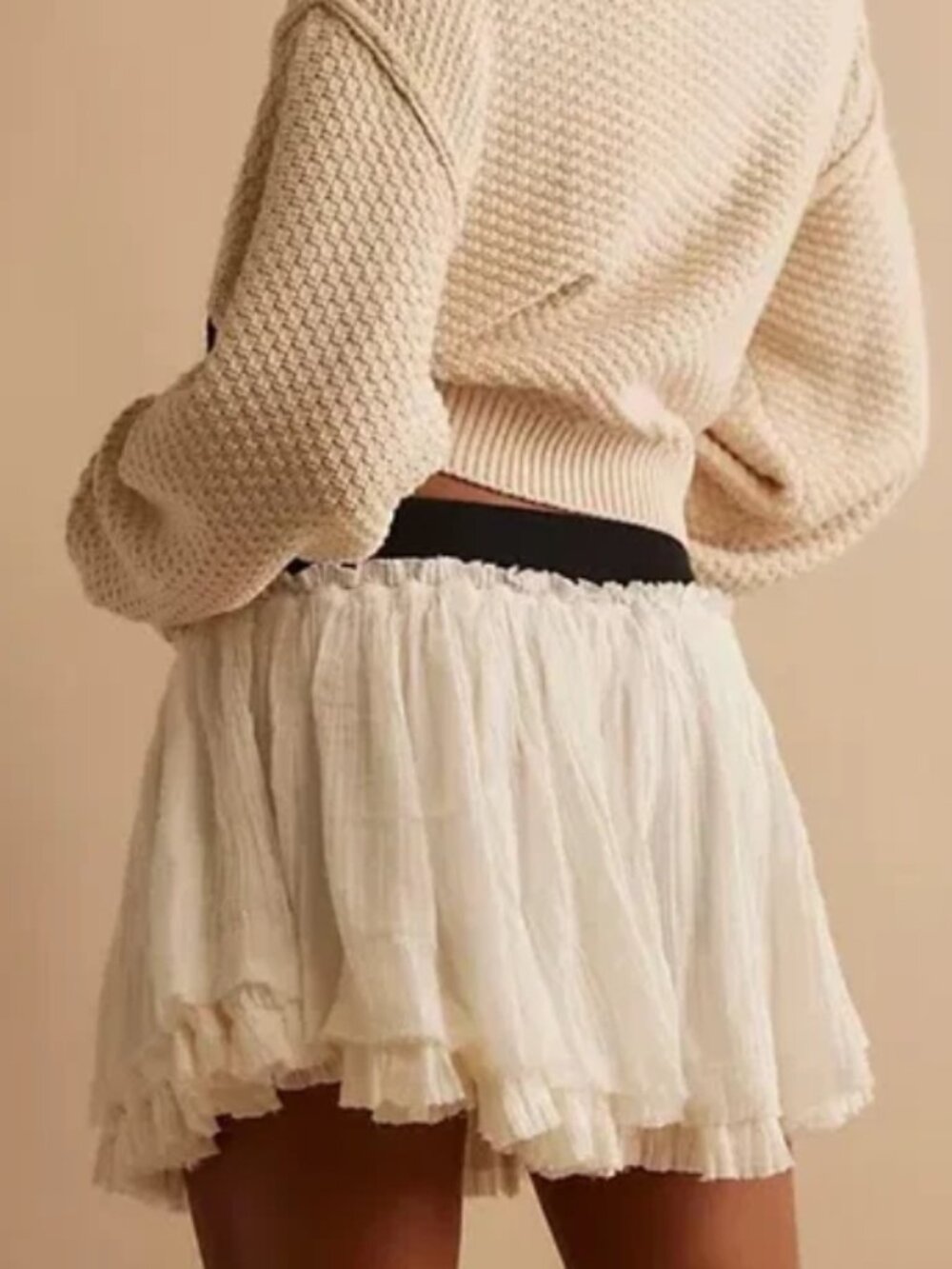 Free People Free-Est Pretty Please Mini Skirt White Drawstring XL - Picture 2 of 6